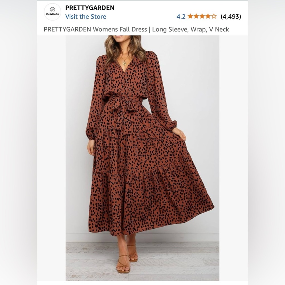 PRETTY GARDEN LONG SLEEVE ANIMAL PRINT MAXI WARP DRESS NWT